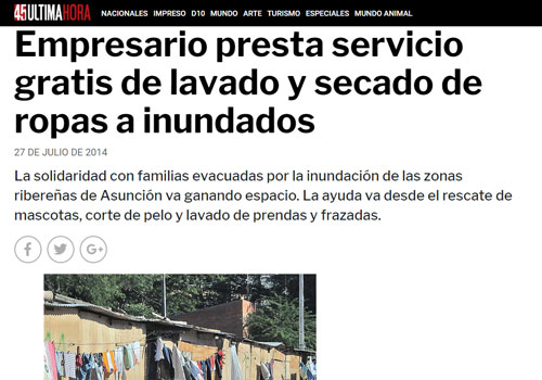 servicios gratis de lavado y secado de ropas a inundados